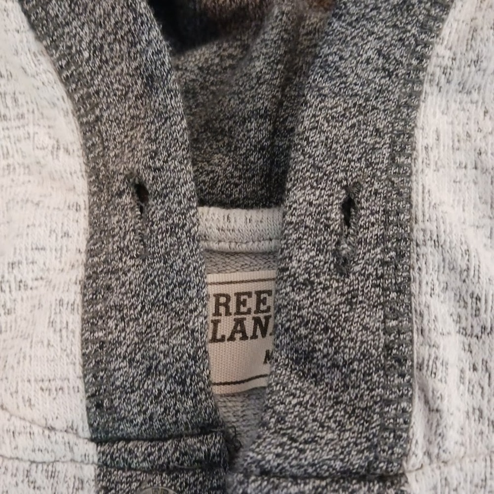 Free Planet Men's Hoodie Size M L/S 1/4 Button White/Gray Textured Front Pocket‎ - Picture 4 of 9